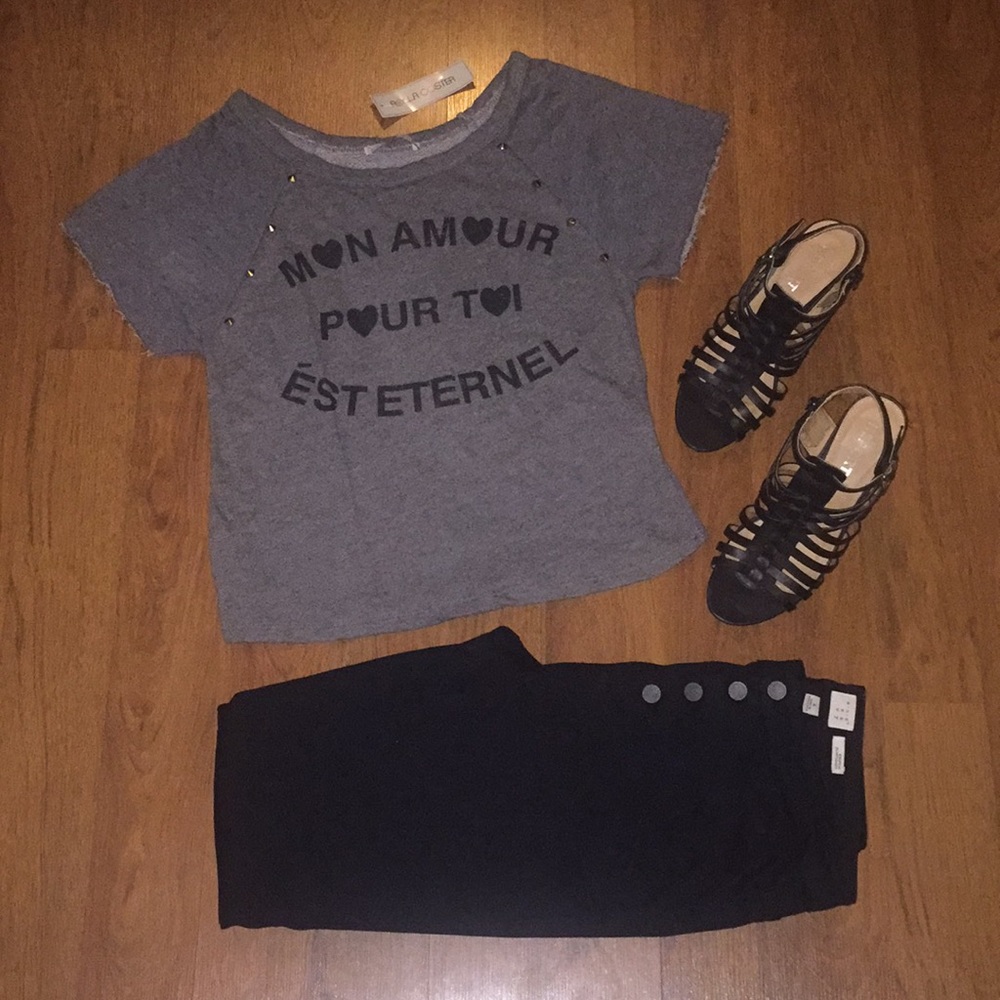 NWT! "Mon Amour" distressed Sweater